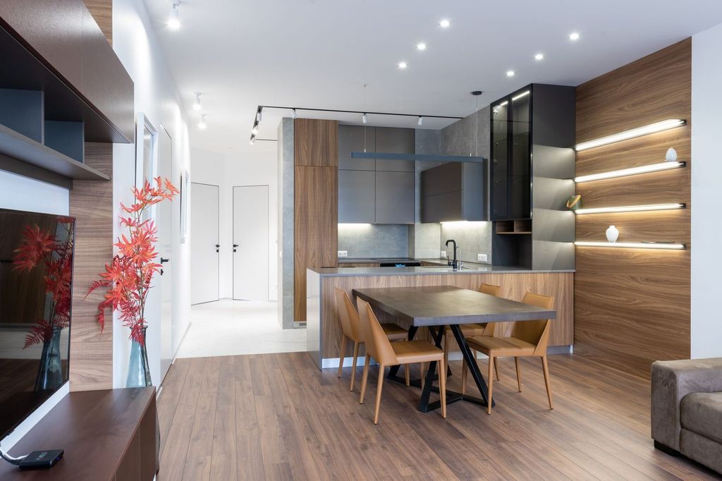 Intérieur d’une maison modulaire contemporaine.